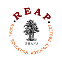 A logo of reap ghana with the words rural education advocacy project underneath it.